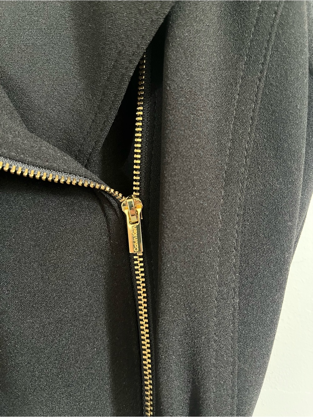Calvin Klein Black Sleeveless Moto Dress with Gold Zippers and Branded Hardware - Picture 10 of 10